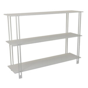 Rasha 3 Tier Storage Rack Rack, Spacious Shelves, White Metal, 44 Inch