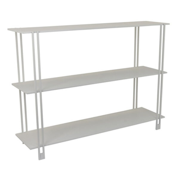 Rasha 3 Tier Storage Rack Rack, Spacious Shelves, White Metal, 44 Inch