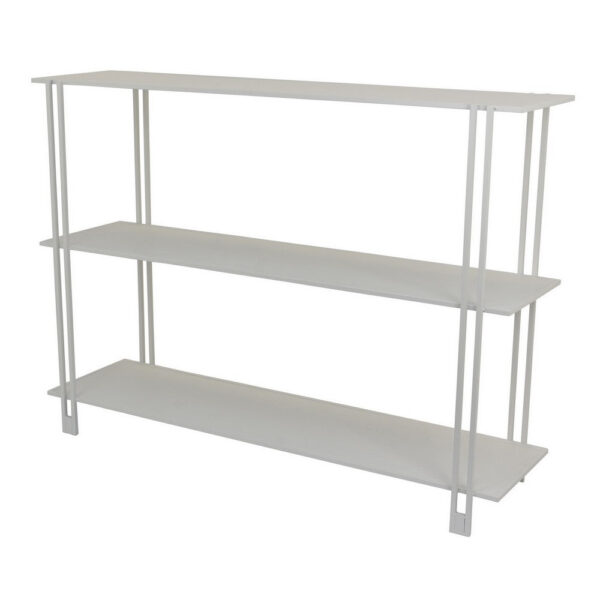 Rasha 3 Tier Storage Rack Rack, Spacious Shelves, White Metal, 44 Inch