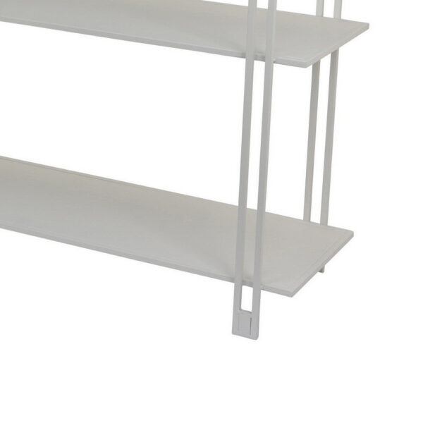 Rasha 3 Tier Storage Rack Rack, Spacious Shelves, White Metal, 44 Inch
