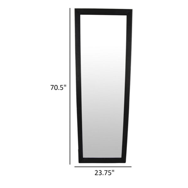 Wall-Mounted Mirror with Tall Rectangular Frame, 24 x 71, Black Metal