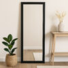 Wall-Mounted Mirror with Tall Rectangular Frame, 24 x 71, Black Metal