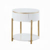 150220266991eef6ac6d7.jpeg Tyce Side End Table with Drawer, 22 Inch Glossy White, Gold Metal