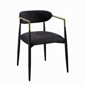 150220266991ef3a27179.jpeg Vonn Dining Side Chair Set of 2, Black Gold Metal, Black Fabric