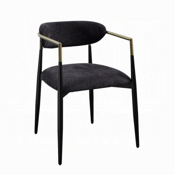 150220266991ef3a27179.jpeg Vonn Dining Side Chair Set of 2, Black Gold Metal, Black Fabric