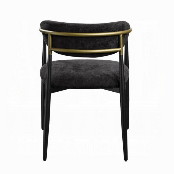 150220266991ef3ec54bc.jpeg Vonn Dining Side Chair Set of 2, Black Gold Metal, Black Fabric