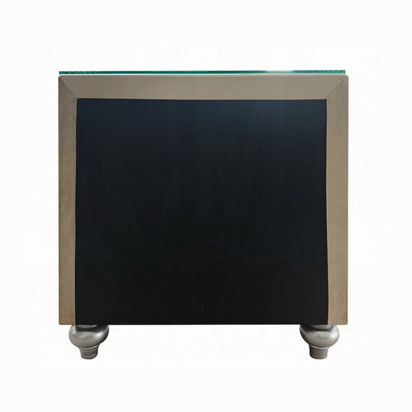 150220266991ef5244dd5.jpeg Willa Nightstand, 2 Drawers, Pull Out Tray, 27 Inch Wood, Beige Velvet