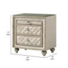 150220266991ef54c447b.jpeg Willa Nightstand, 2 Drawers, Pull Out Tray, 27 Inch Wood, Beige Velvet