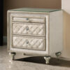 150220266991ef5730e14.jpeg Willa Nightstand, 2 Drawers, Pull Out Tray, 27 Inch Wood, Beige Velvet