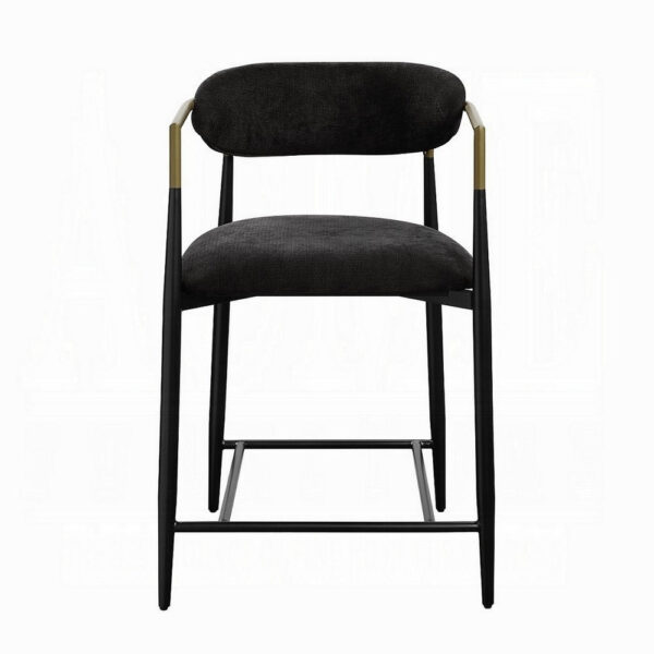 Vonn 25 Inch Counter Height Chair, Padded Fabric, Black Metal Frame