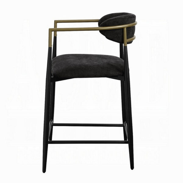 Vonn 25 Inch Counter Height Chair, Padded Fabric, Black Metal Frame