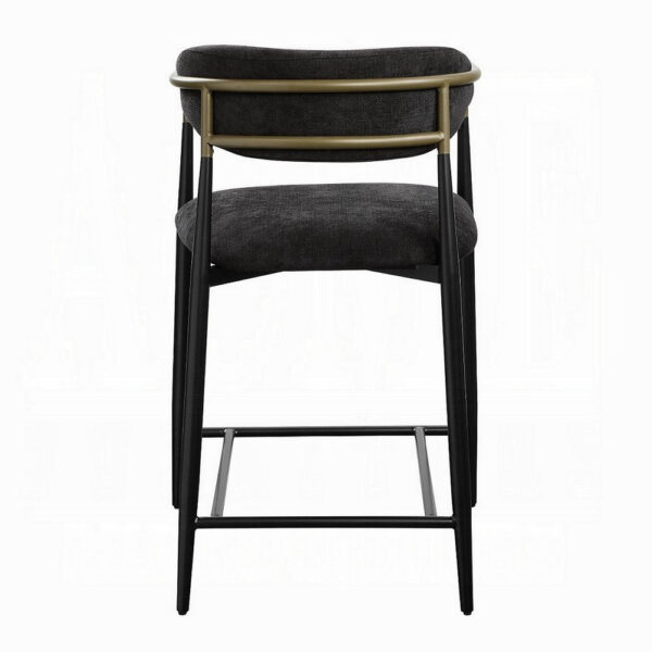 Vonn 25 Inch Counter Height Chair, Padded Fabric, Black Metal Frame