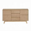150220266991efa8c78e9.jpeg Semi Sideboard Buffet Console, 3 Drawers, 2 Cabinets, Oak Brown Wood