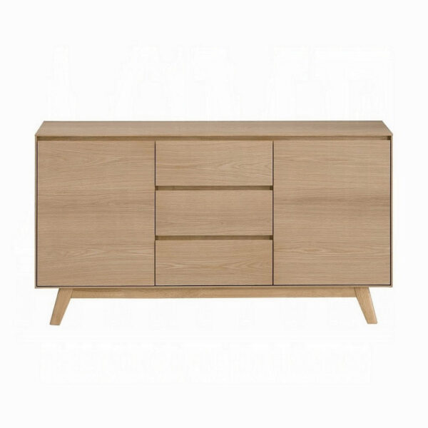 150220266991efa8c78e9.jpeg Semi Sideboard Buffet Console, 3 Drawers, 2 Cabinets, Oak Brown Wood