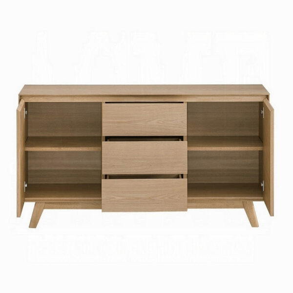 150220266991efab3a59c.jpeg Semi Sideboard Buffet Console, 3 Drawers, 2 Cabinets, Oak Brown Wood
