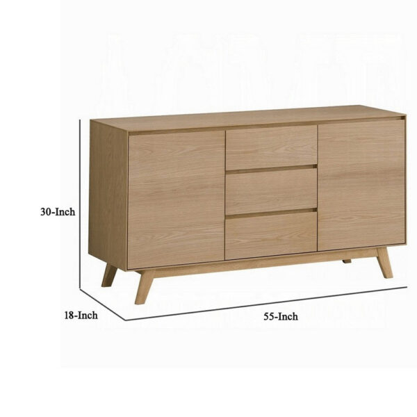 150220266991efb00d794.jpeg Semi Sideboard Buffet Console, 3 Drawers, 2 Cabinets, Oak Brown Wood