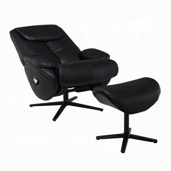 150220266991efd19fe6d.jpeg Nita Swivel Accent Chair with Ottoman, Plush Black Top Grain Leather