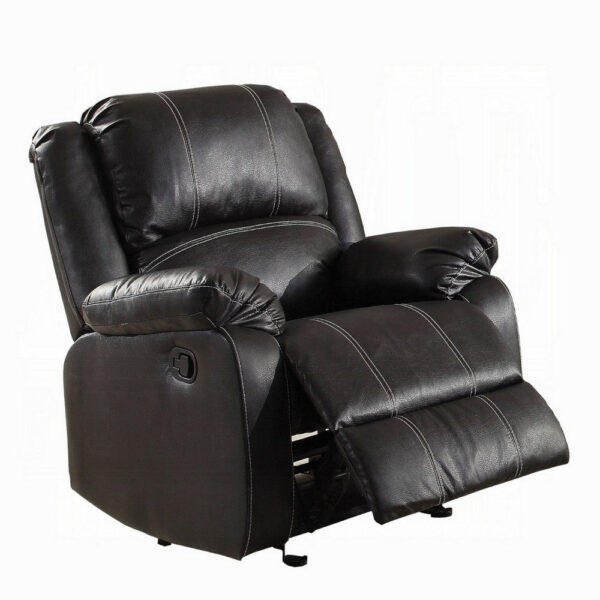 150220266991efda68d1b.jpeg Zuru Motion Manual Rocker Recliner Chair, Plush Black Faux Leather