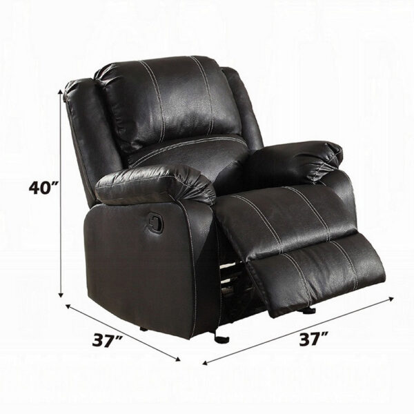 150220266991efe6c676b.jpeg Zuru Motion Manual Rocker Recliner Chair, Plush Black Faux Leather