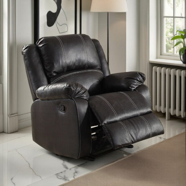 150220266991efe95dd5a.jpeg Zuru Motion Manual Rocker Recliner Chair, Plush Black Faux Leather