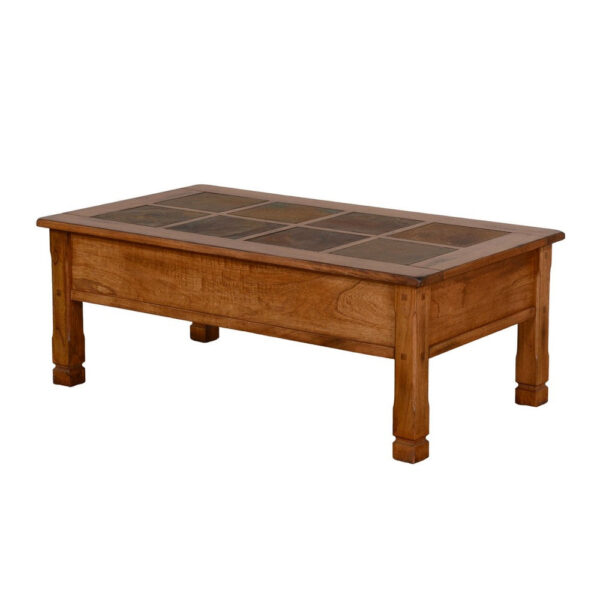 150220266991eff61f0d4.jpeg Marv Coffee Table, 2 Drawers, 49 Inch Rectangular w Brown Slate Inlay