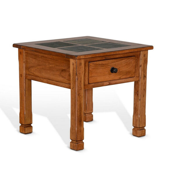 150220266991f00f314a6.jpeg Marv Side End Table w Drawer, 26 Inch Square Slate Inlay Top, Brown