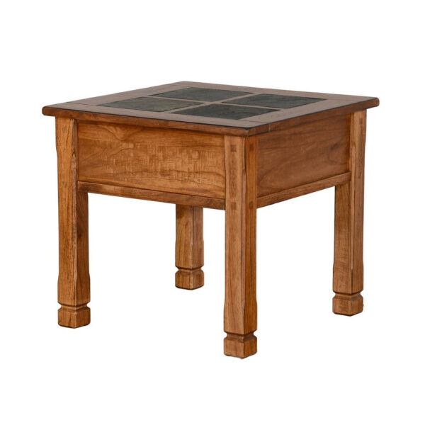 150220266991f016eaac7.jpeg Marv Side End Table w Drawer, 26 Inch Square Slate Inlay Top, Brown