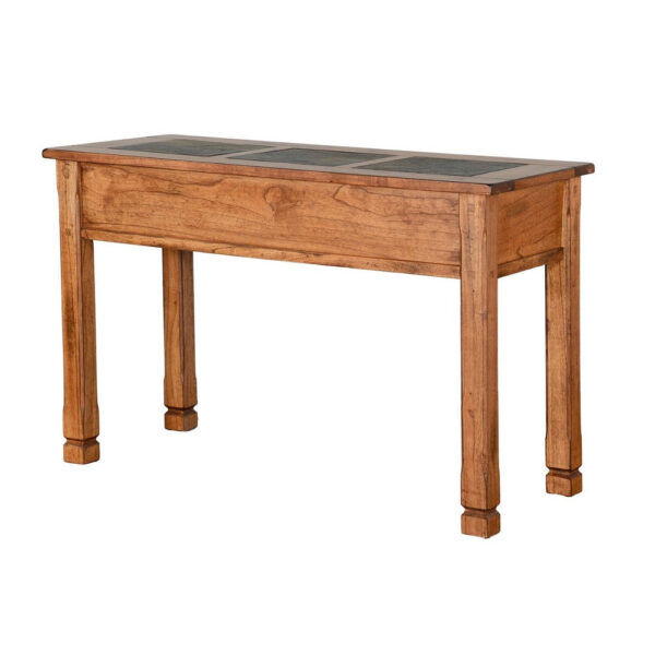 Marv Sofa Table w 2 Drawers, 48 Inch Rectangular Slate Inlay, Brown