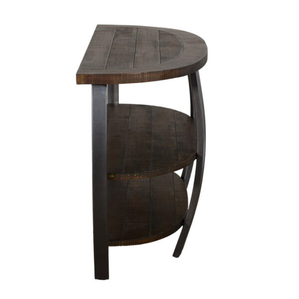 150220266991f044cbb61.jpeg Flint Sofa Table w 2 Shelves, 52 Inch Semi Circle Top, Brown, Barrel