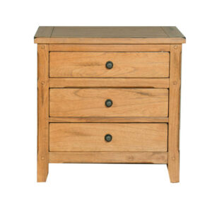 150220266991f055a1e45.jpeg Marv Nightstand, 3 Drawers, Rustic Light Brown Solid Wood 29 Inch
