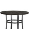 Flint Counter Height Table Round 36 Inch, Dark Brown Mahogany w Metal