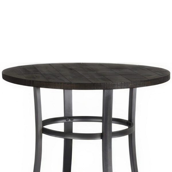 Flint Counter Height Table Round 36 Inch, Dark Brown Mahogany w Metal