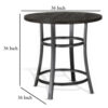 Flint Counter Height Table Round 36 Inch, Dark Brown Mahogany w Metal