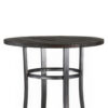 Flint Bar Height Table Round 42 Inch, Dark Brown Mahogany Wood n Metal