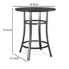 Flint Bar Height Table Round 42 Inch, Dark Brown Mahogany Wood n Metal