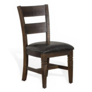 Flint Dining Chair, Set of 2, Ladderback, Dark Gray Fabric and Brown Mahogany