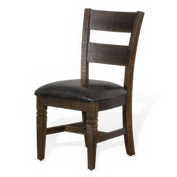 Flint Dining Chair, Set of 2, Ladderback, Dark Gray Fabric and Brown Mahogany