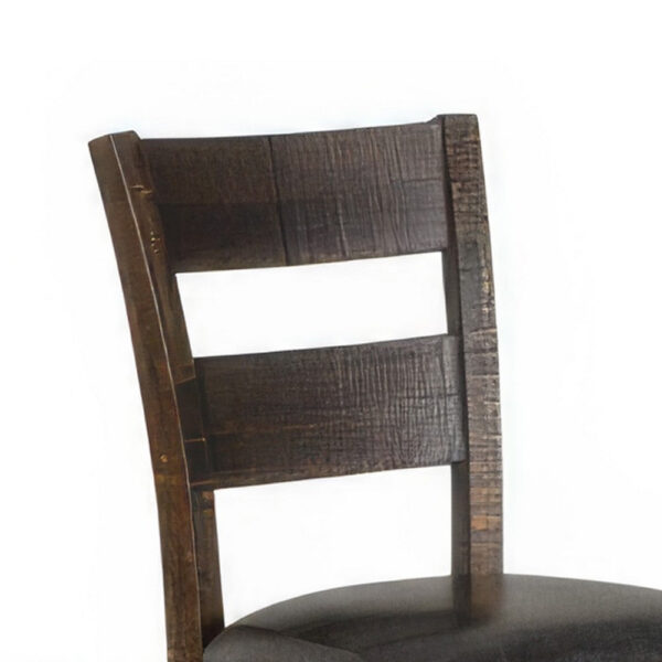 Flint Dining Chair, Set of 2, Ladderback, Dark Gray Fabric and Brown Mahogany