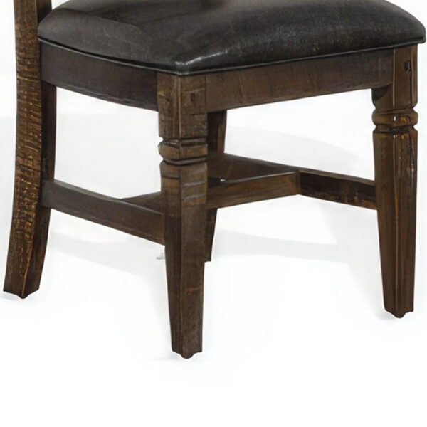 Flint Dining Chair, Set of 2, Ladderback, Dark Gray Fabric and Brown Mahogany