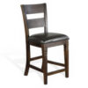 Flint Set of 2 Counter Stool Chairs, Ladderback, Black, Dark Brown Mahogany Wood