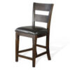 Flint Set of 2 Counter Stool Chairs, Ladderback, Black, Dark Brown Mahogany Wood