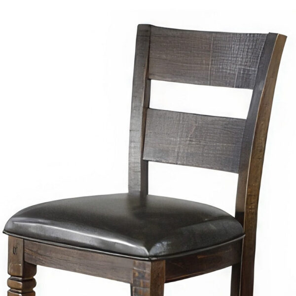 Flint Set of 2 Counter Stool Chairs, Ladderback, Black, Dark Brown Mahogany Wood