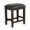 Flint Counter Stool, Set of 2, Black Faux Leather, Dark Brown Mahogany Wood