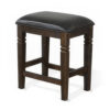 Flint Counter Stool, Set of 2, Black Faux Leather, Dark Brown Mahogany Wood