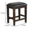 Flint Counter Stool, Set of 2, Black Faux Leather, Dark Brown Mahogany Wood
