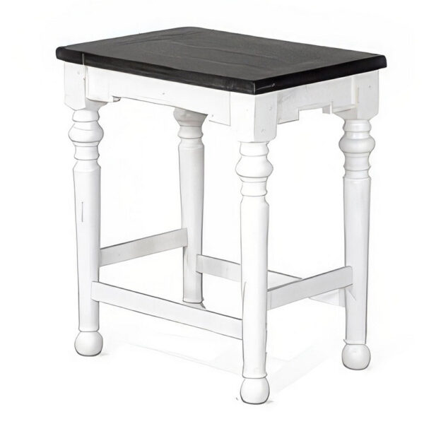 Orso Counter Height Stool Set of 2, White, Dark Brown Mahogany Wood