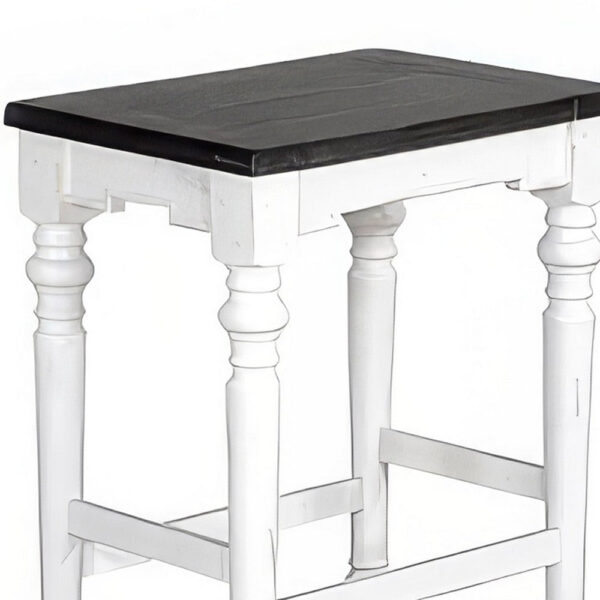 Orso Counter Height Stool Set of 2, White, Dark Brown Mahogany Wood