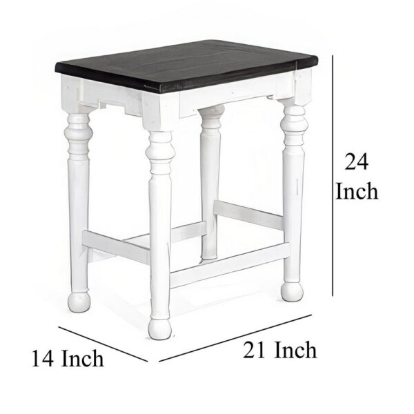 Orso Counter Height Stool Set of 2, White, Dark Brown Mahogany Wood