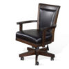 150220266991f14100df5.jpeg Flint Rolling Swivel Game Chair, Black Faux Leather, Dark Brown Wood