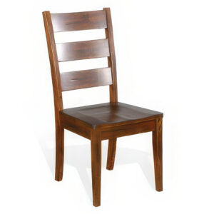 Reggie Dining Chair Set of 2, Ladderback, Dark Brown Mahogany Wood